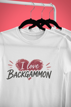 Backgammon Heart T-Shirt — "I Love Backgammon" Casual Tee