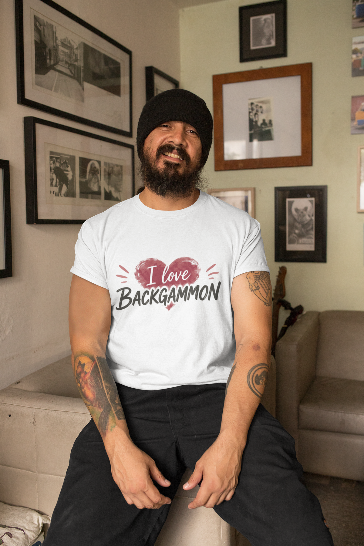 Backgammon Heart T-Shirt — "I Love Backgammon" Casual Tee