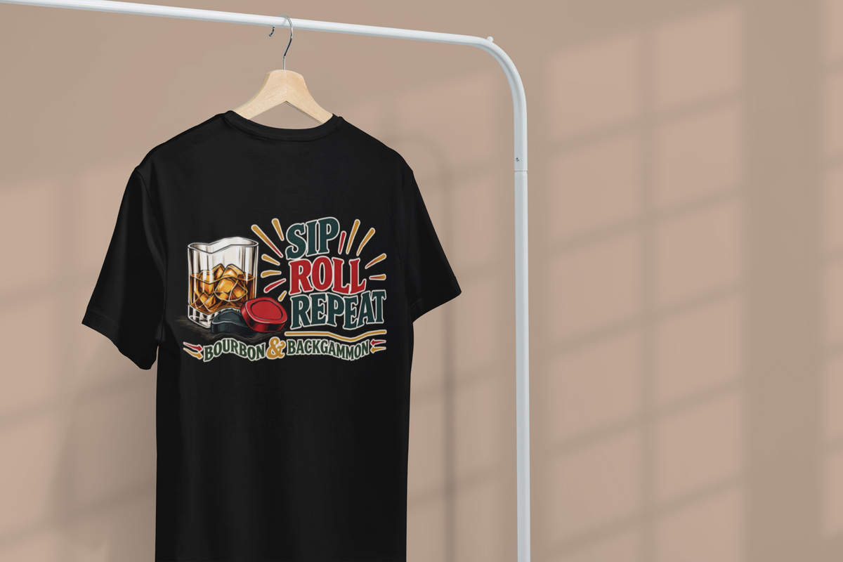 Sip Roll Repeat T-Shirt — Bourbon & Backgammon Tee