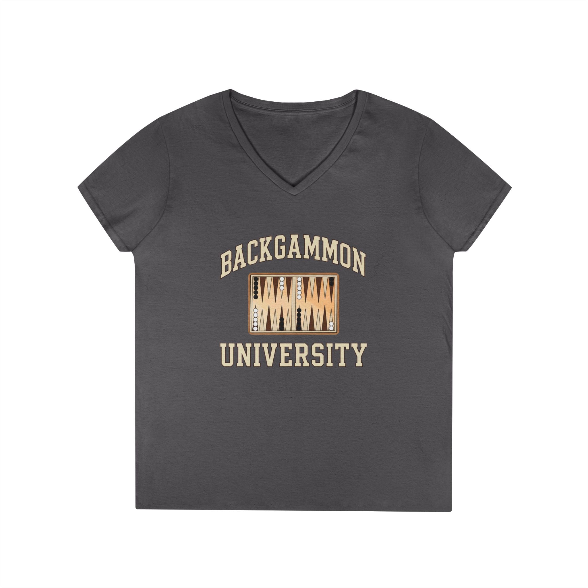 Backgammon University 2 Ladies' V-Neck T-Shirt — Backgammon Board Graphic Tee