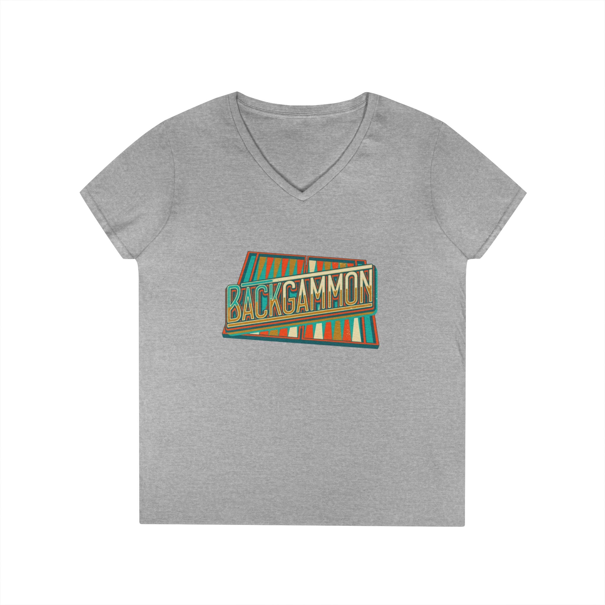 Backgammon Vintage Ladies' V-Neck T-Shirt — Retro Board Game Shirt for Women