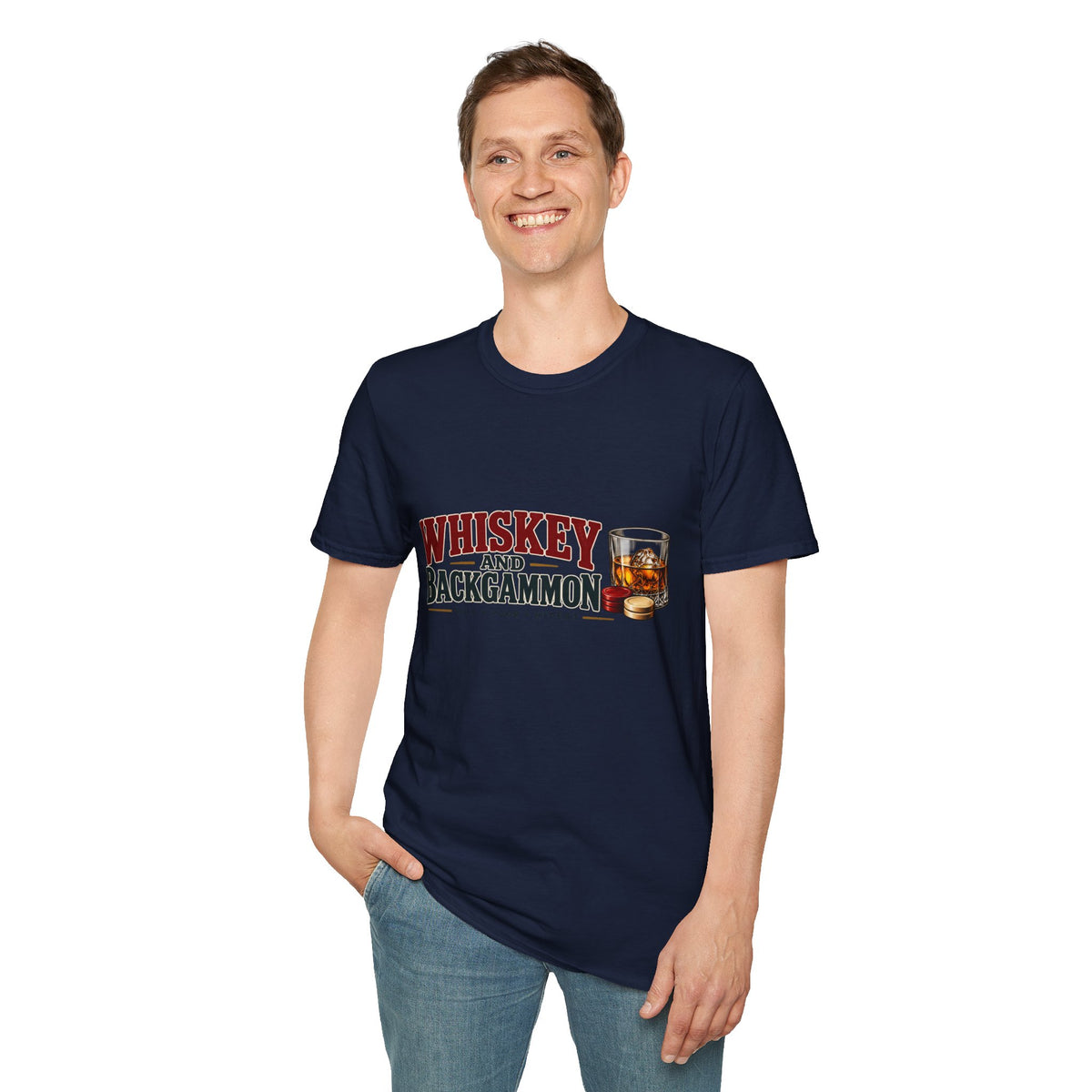 Whiskey and Backgammon T-Shirt — Vintage Bar Game Tee