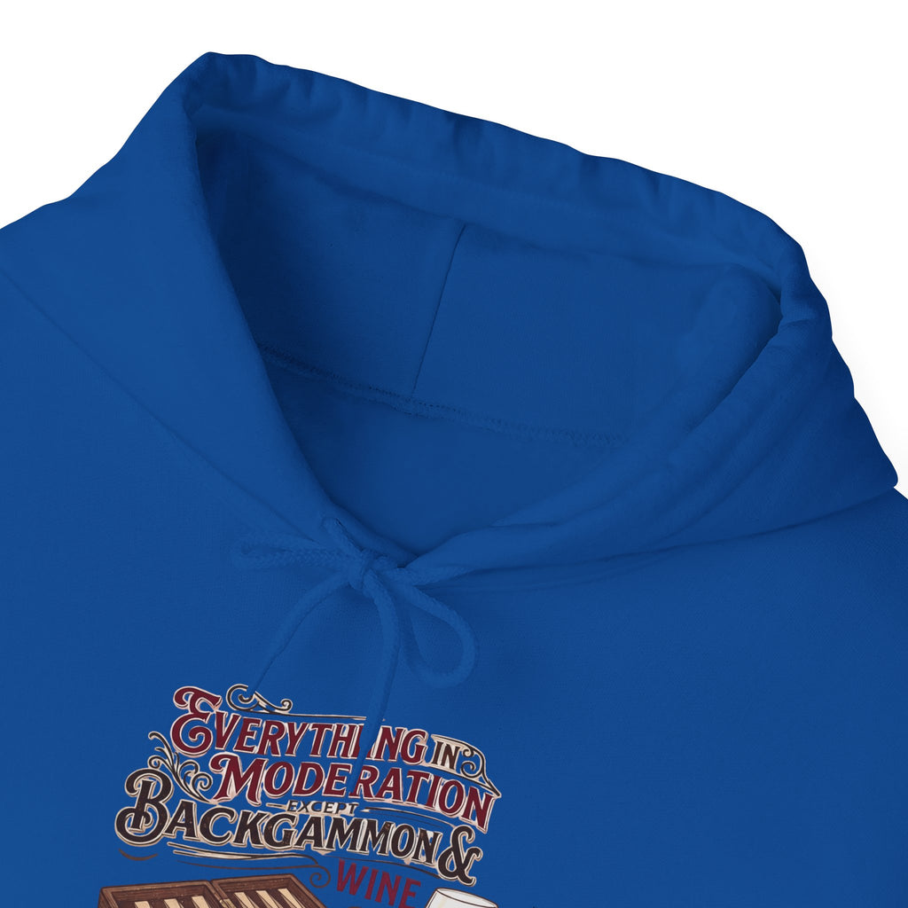 Everything In Moderation Except Backgammon And Wine Unisex Heavy Blend™ Hooded Sweatshirt – Casual Game Night Sweatshirt