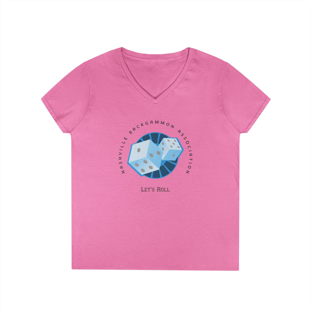 Nashville Backgammon Association Ladies' V-Neck T-Shirt — 'Let's Roll'  Gaming Tee