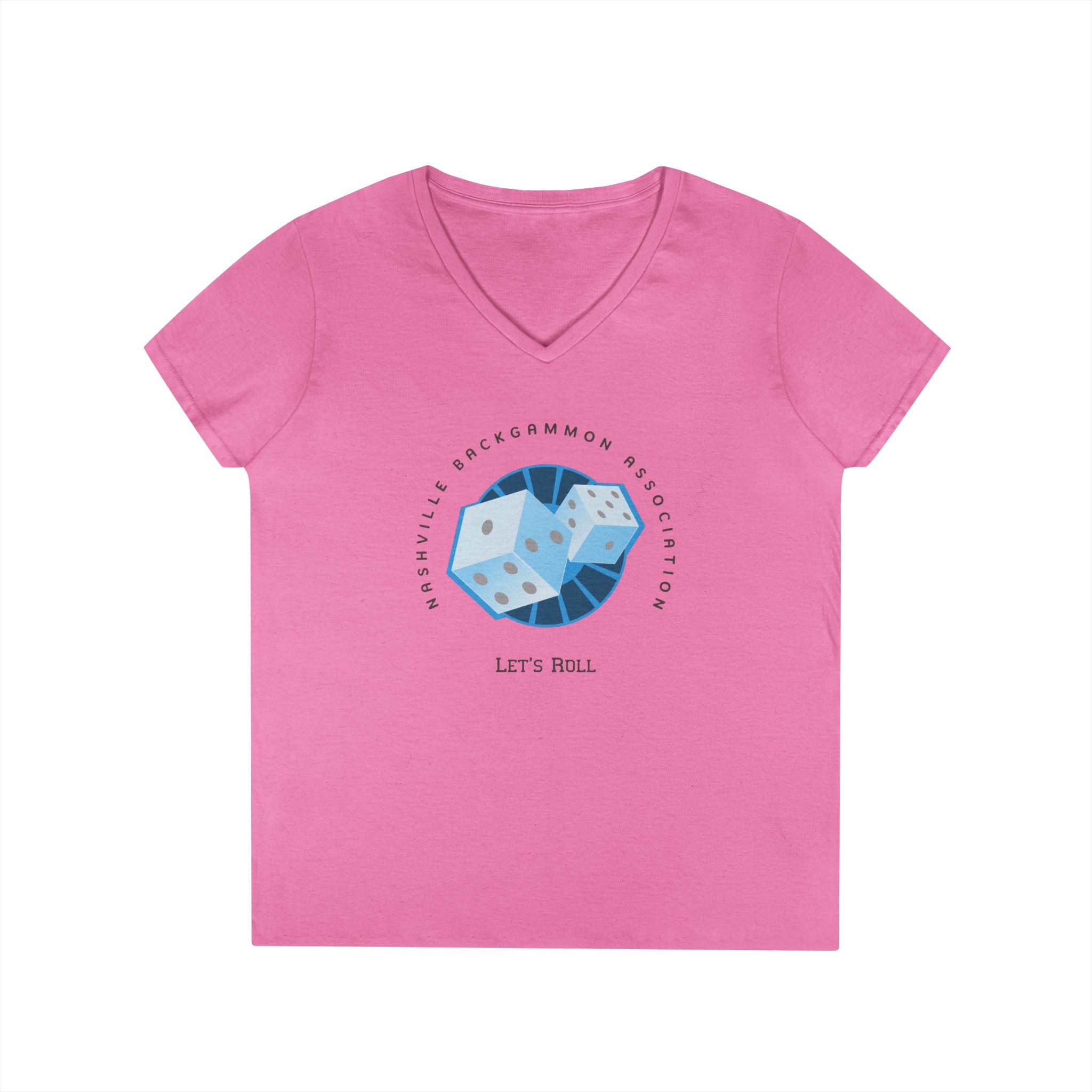 Nashville Backgammon Association Ladies' V-Neck T-Shirt — 'Let's Roll'  Gaming Tee