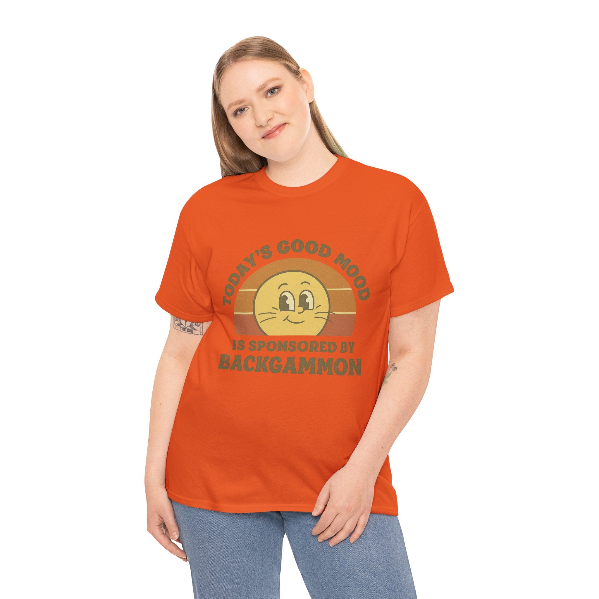 "Today’s Good Mood Is Sponsored by Backgammon" T-Shirt | Retro Smiley Tee