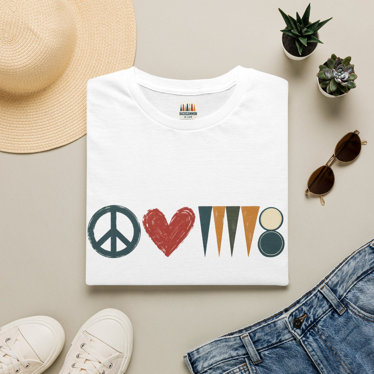 peace love and backgammon 3 T-Shirt — Retro Nature Wildlife Tee