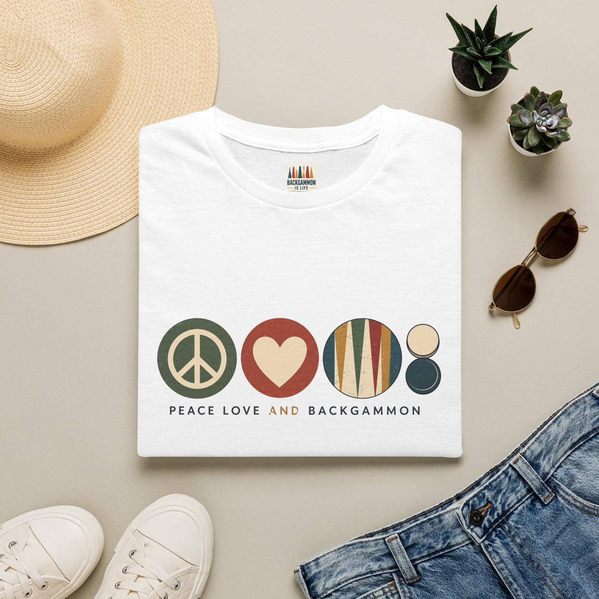 Peace Love and Backgammon 2 T-Shirt
