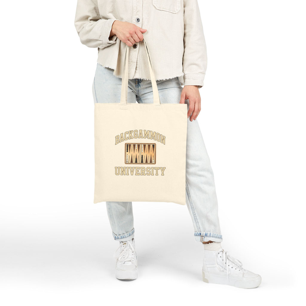 Backgammon University 2 Canvas Tote Bag — Vintage Game Night Cotton Shopper