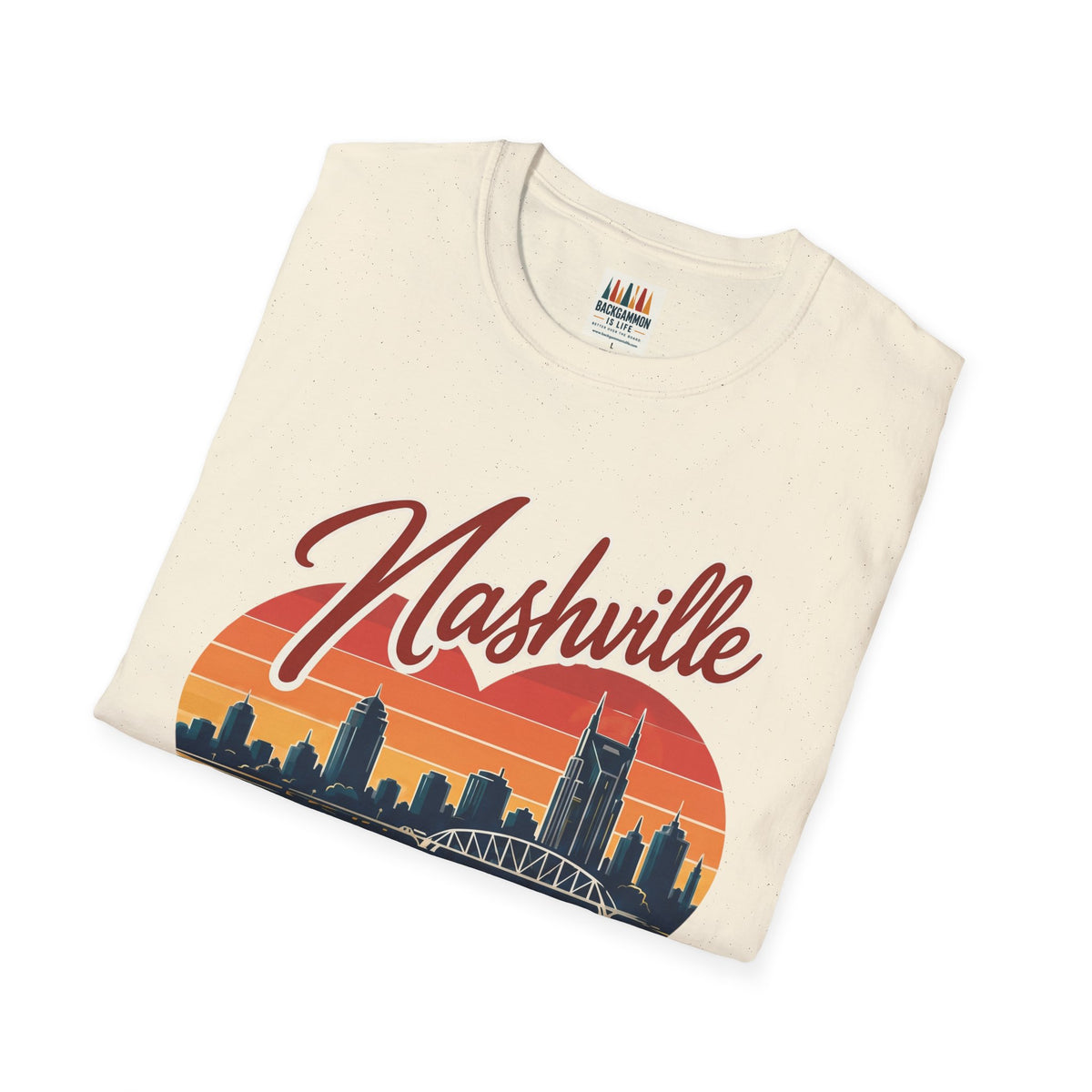 Nashville Backgammon T‑Shirt — Vintage Skyline Game Night Tee