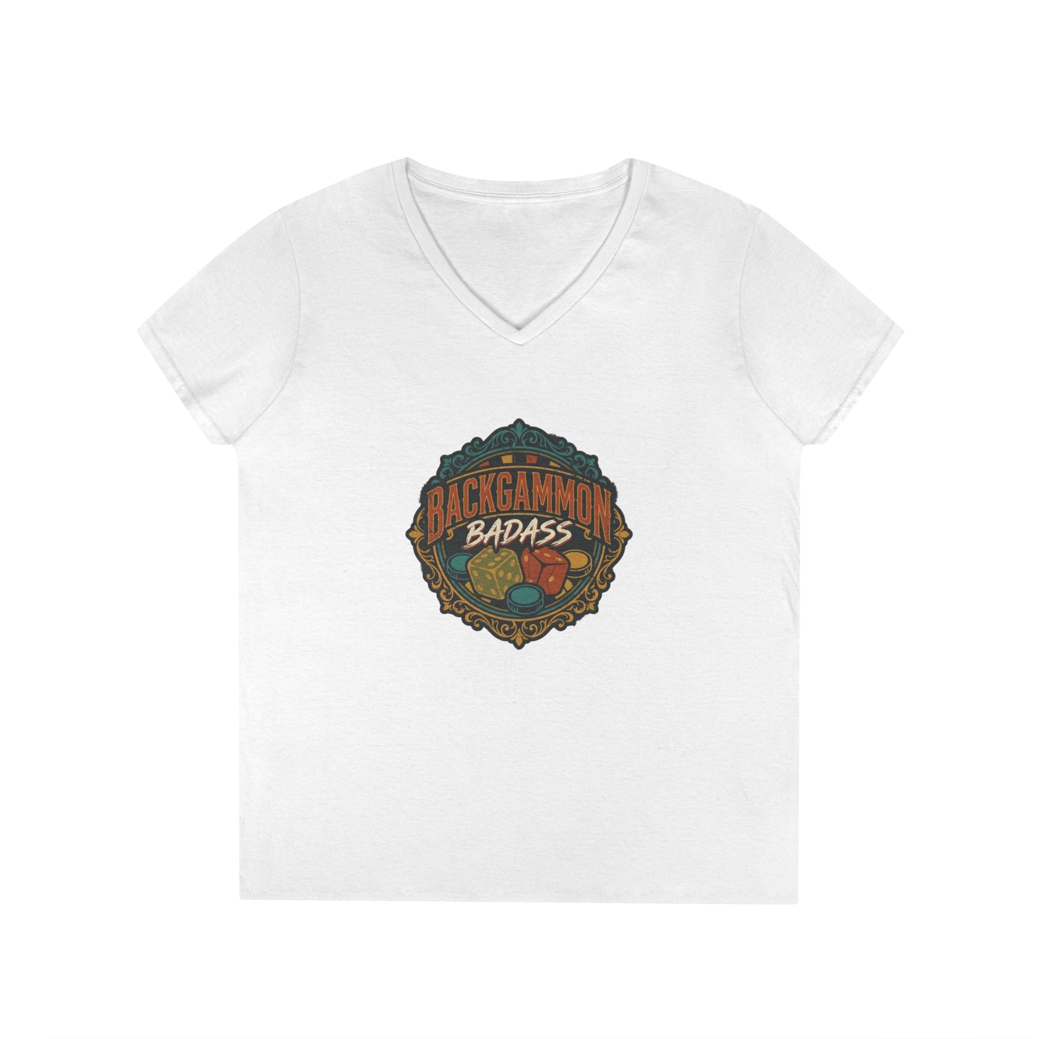 Backgammon Badass Ladies' V-Neck T-Shirt