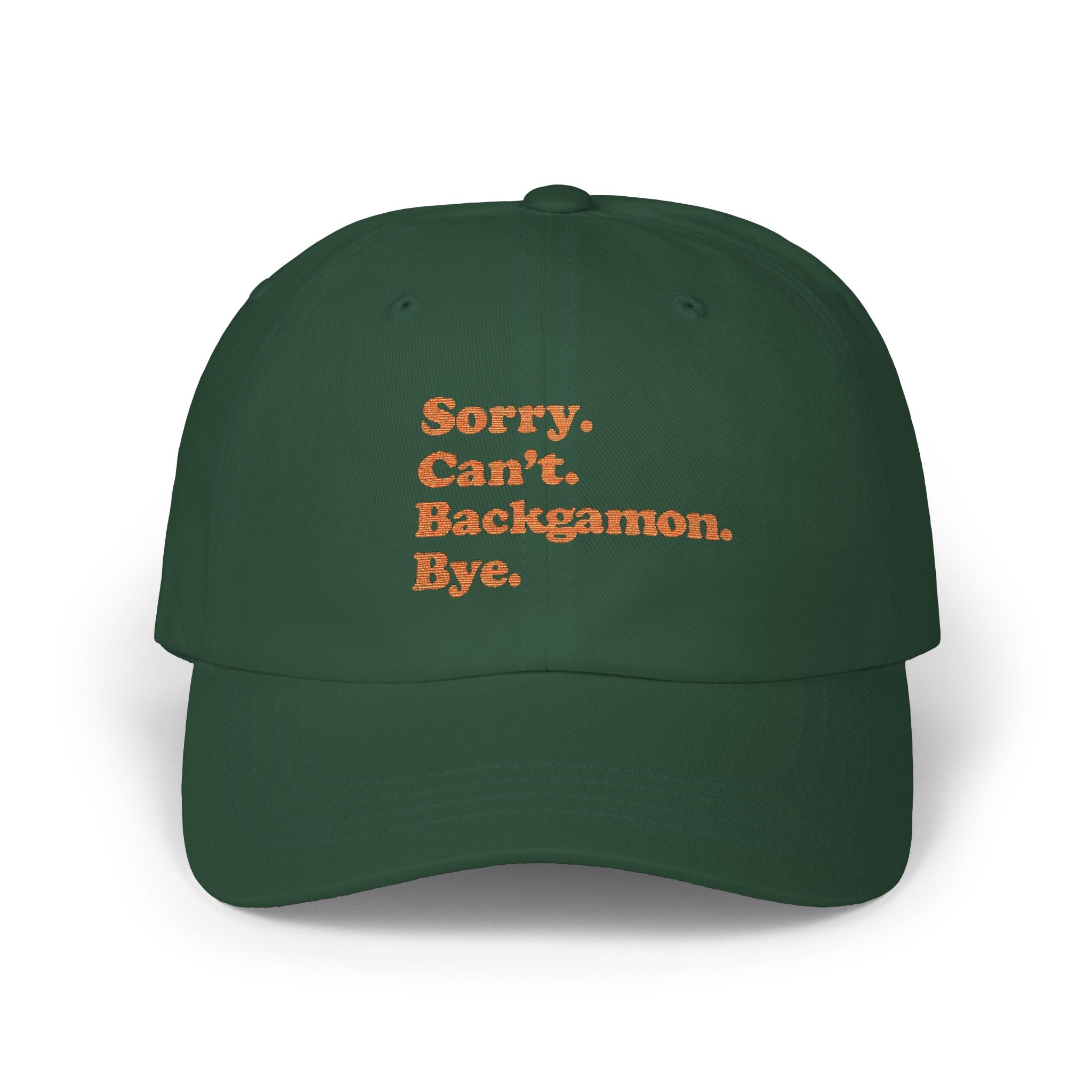 Sorry. Can't. Backgammon. Bye. Cap — Embroidered Baseball Hat