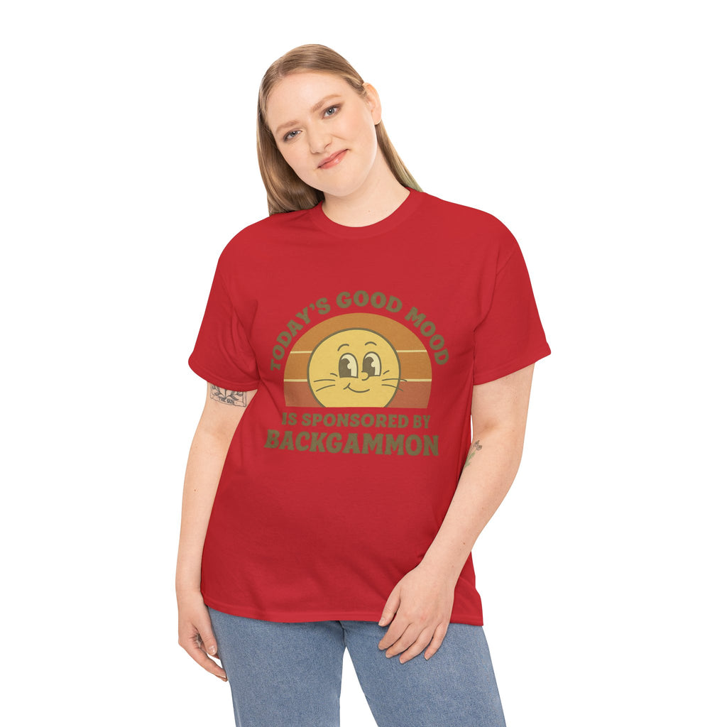"Today’s Good Mood Is Sponsored by Backgammon" T-Shirt | Retro Smiley Tee