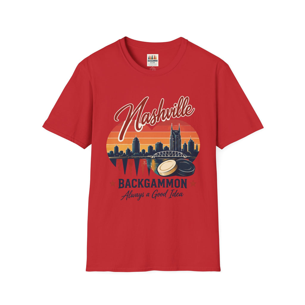 Nashville Backgammon T‑Shirt — Vintage Skyline Game Night Tee