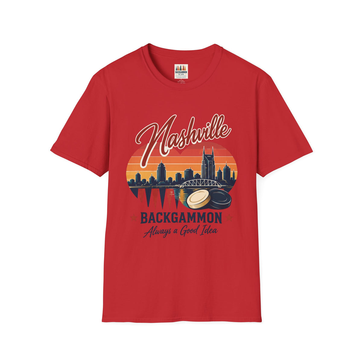 Nashville Backgammon T‑Shirt — Vintage Skyline Game Night Tee