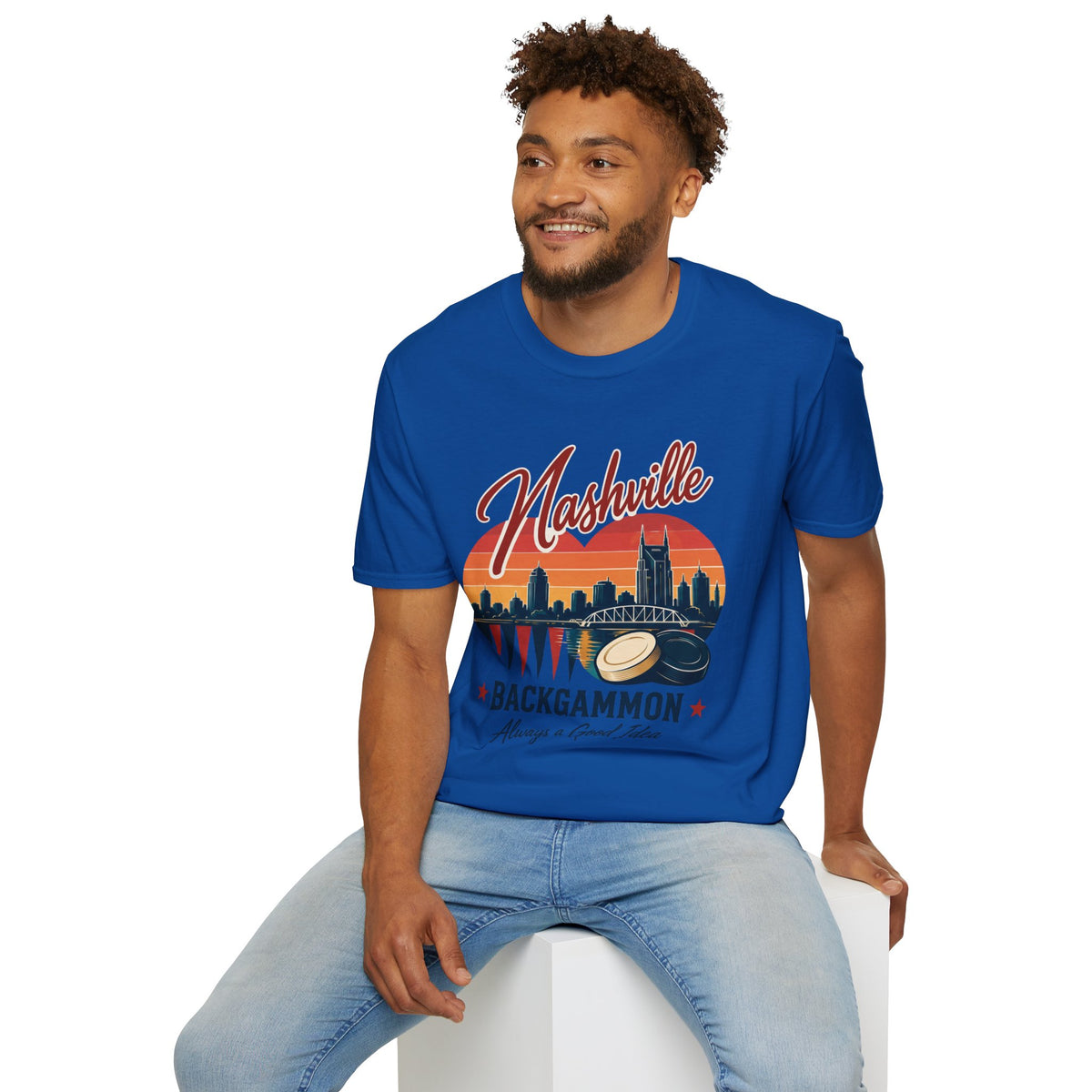 Nashville Backgammon T‑Shirt — Vintage Skyline Game Night Tee