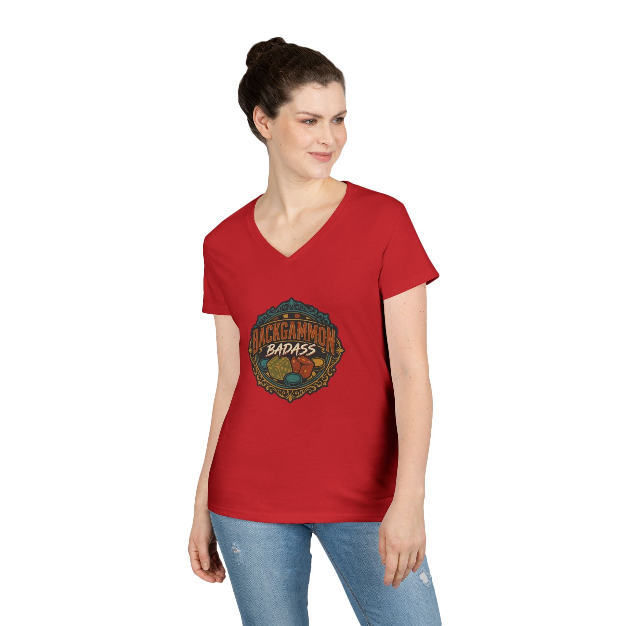 Backgammon Badass Ladies' V-Neck T-Shirt
