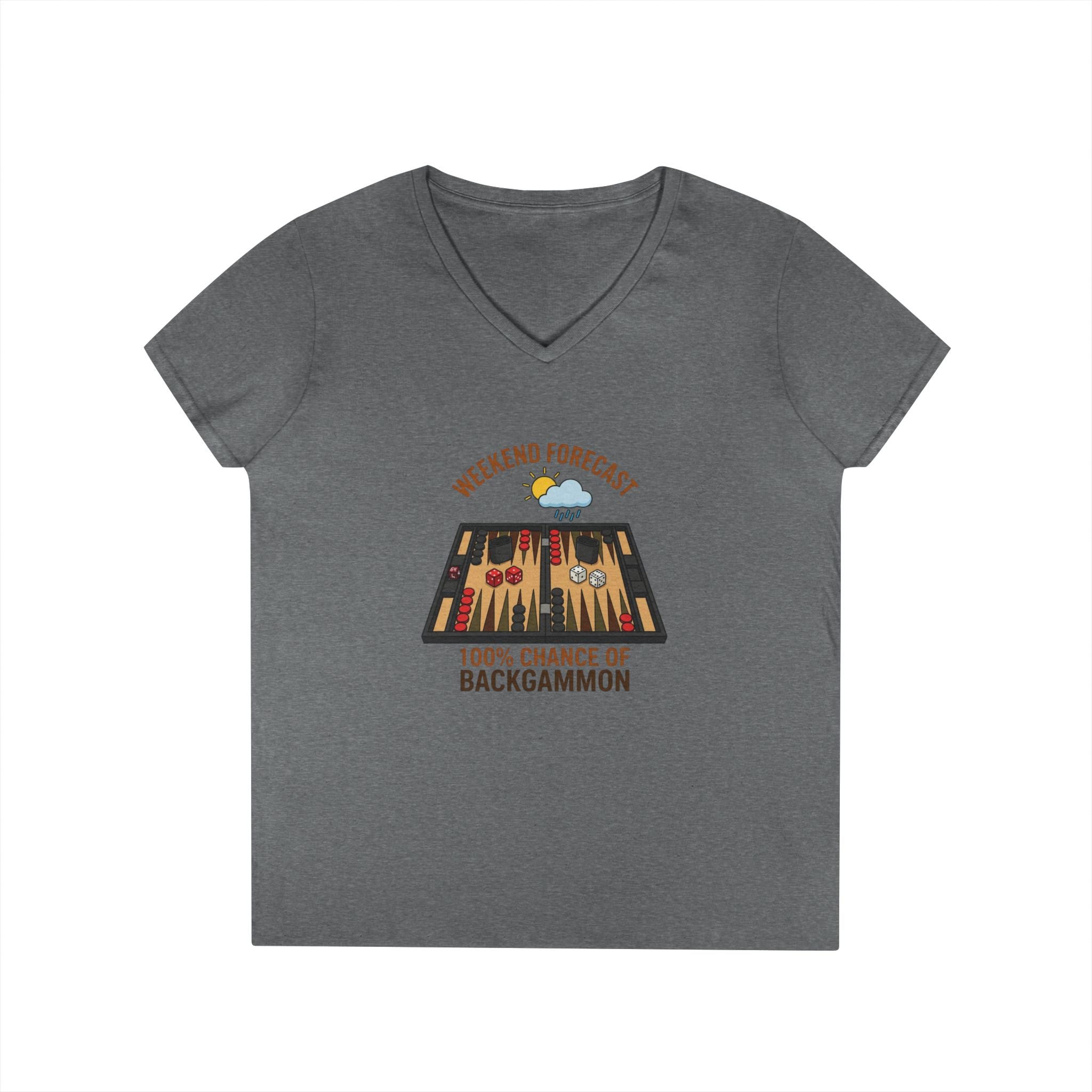 Weekend Forecast: 100% Chance of Backgammon Ladies' V-Neck T-Shirt