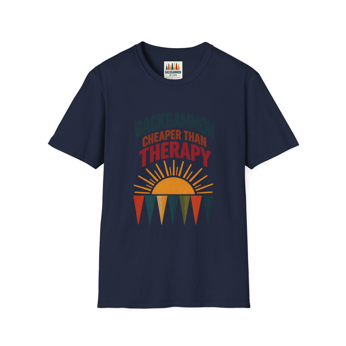 Backgammon Cheaper Than Therapy T-Shirt – Retro Sunset Board Game Tee