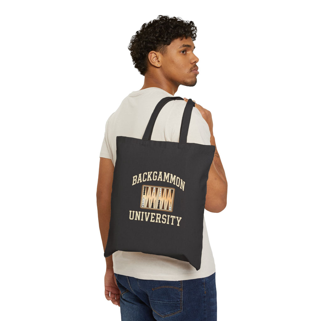Backgammon University 2 Canvas Tote Bag — Vintage Game Night Cotton Shopper