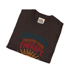 Backgammon Cheaper Than Therapy T-Shirt – Retro Sunset Board Game Tee