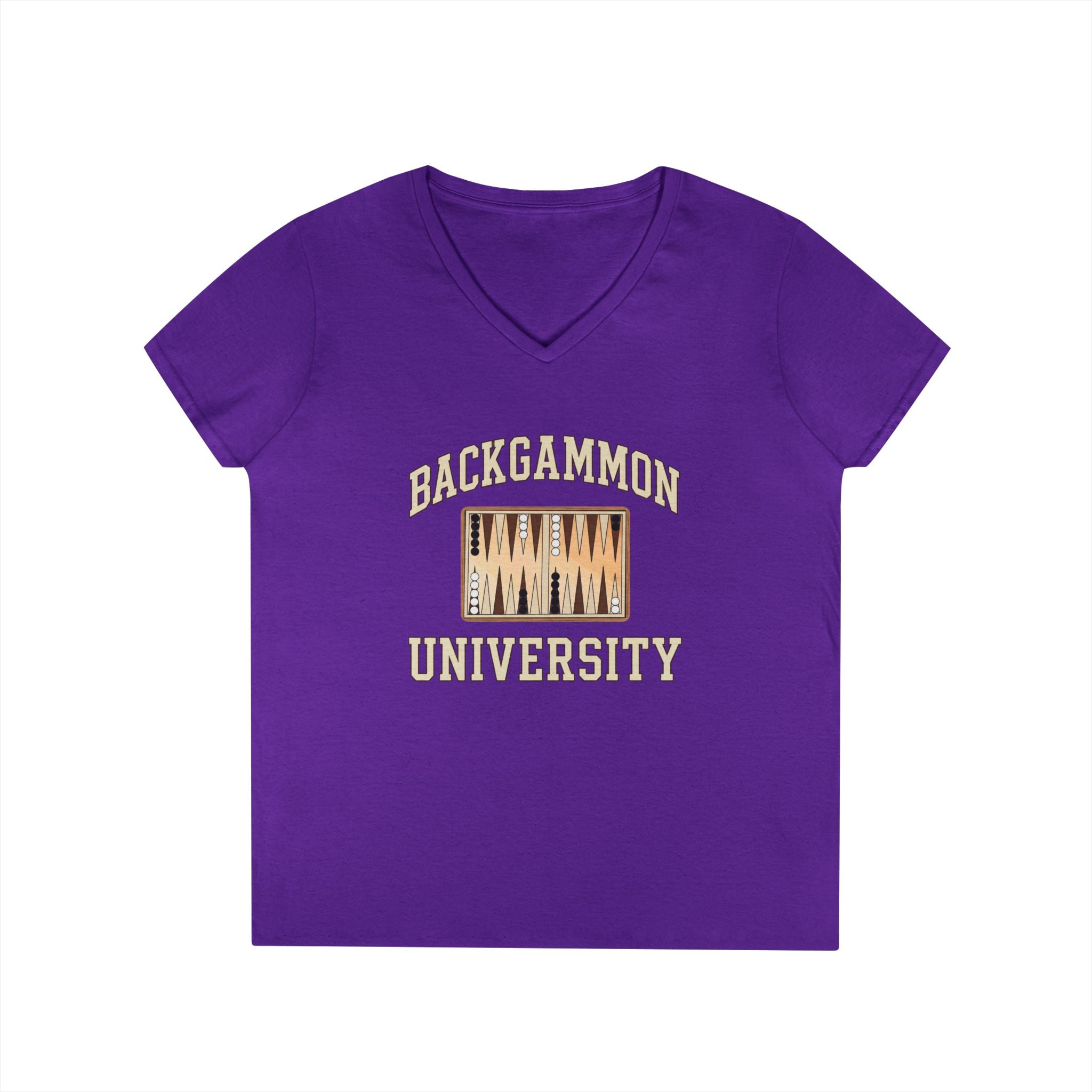 Backgammon University 2 Ladies' V-Neck T-Shirt — Backgammon Board Graphic Tee