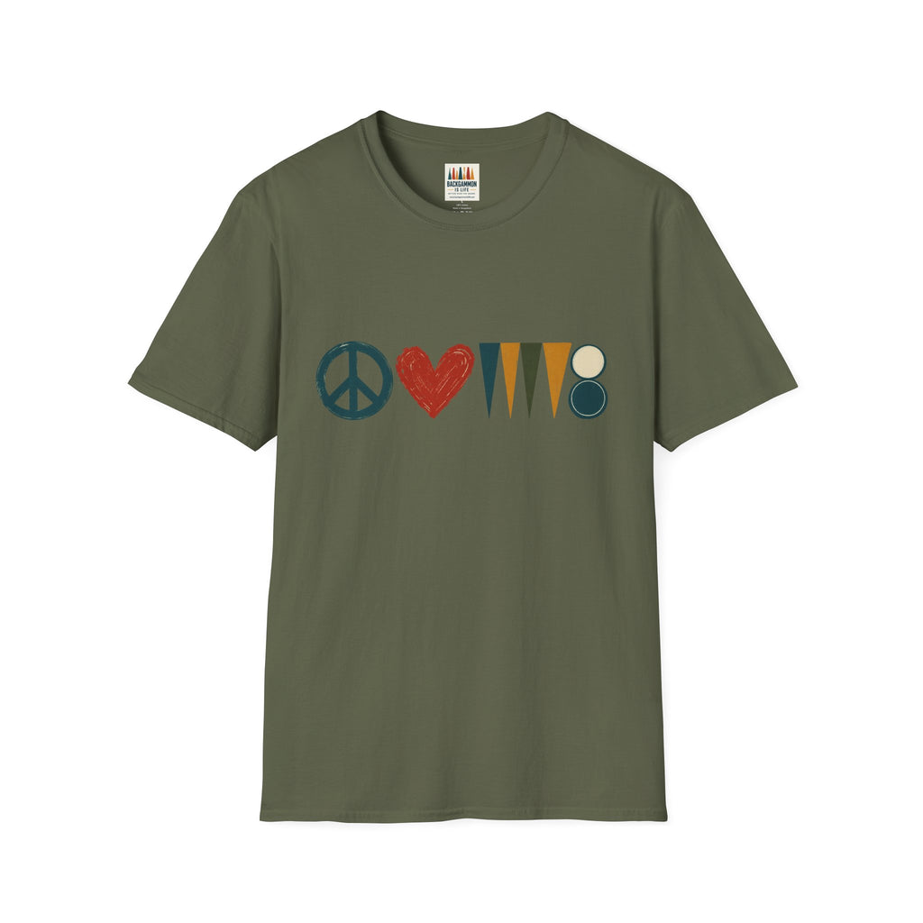 peace love and backgammon 3 T-Shirt — Retro Nature Wildlife Tee