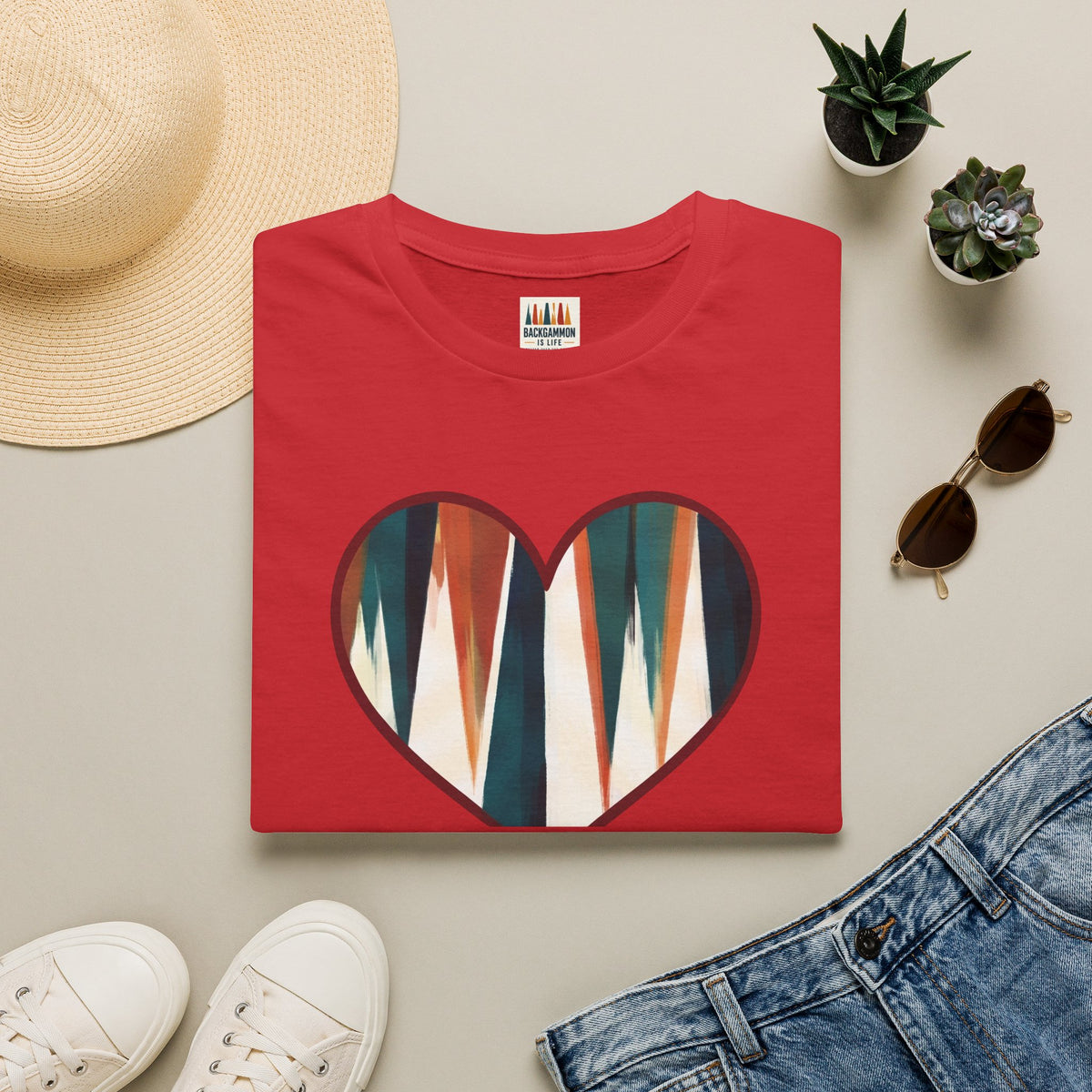Backgammon Heart T-Shirt — "Kindness & Backgammon: Always a Good Move"