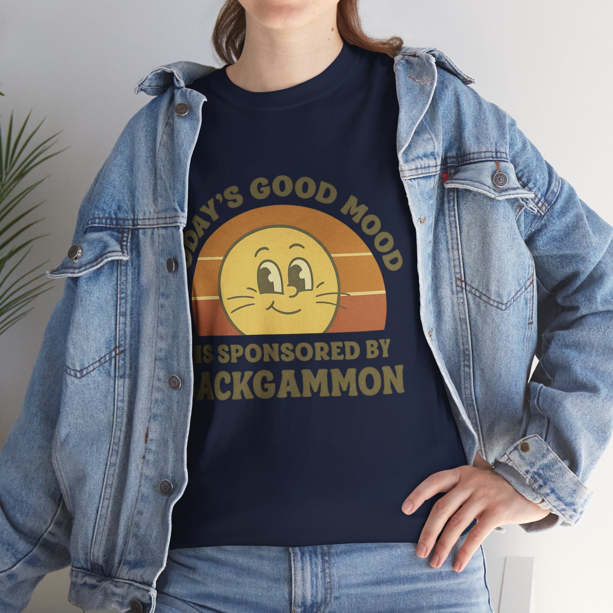 "Today’s Good Mood Is Sponsored by Backgammon" T-Shirt | Retro Smiley Tee