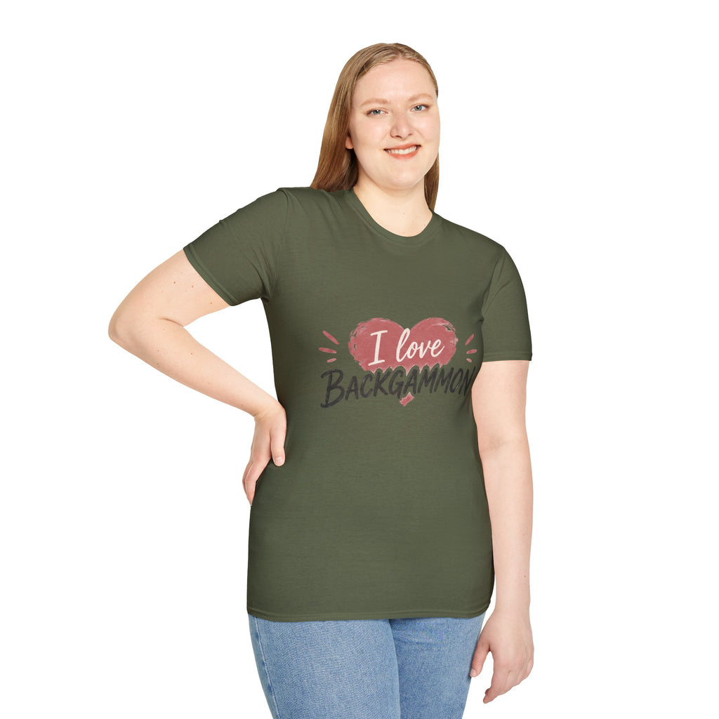Backgammon Heart T-Shirt — "I Love Backgammon" Casual Tee