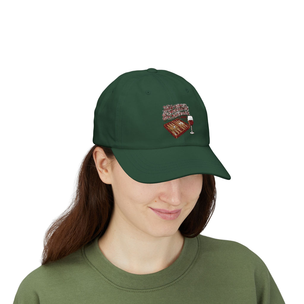 Everything In Moderation Except Backgammon And Wine Embroidered Baseball Hat