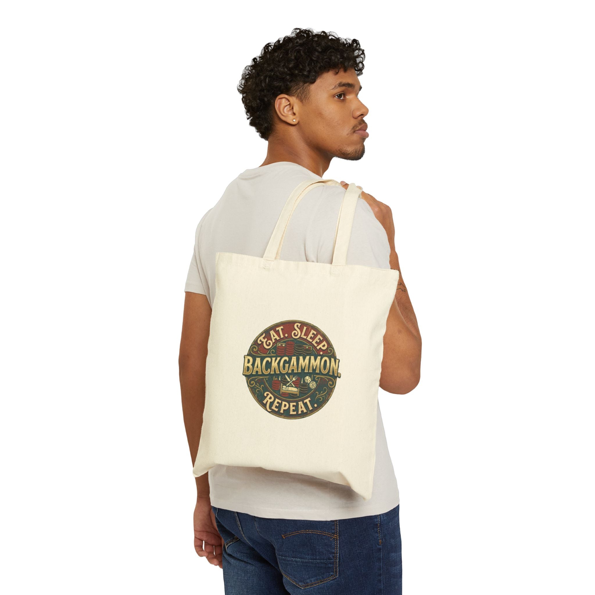 Eat. Sleep. Backgammon. Repeat. Cotton Canvas Tote Bag