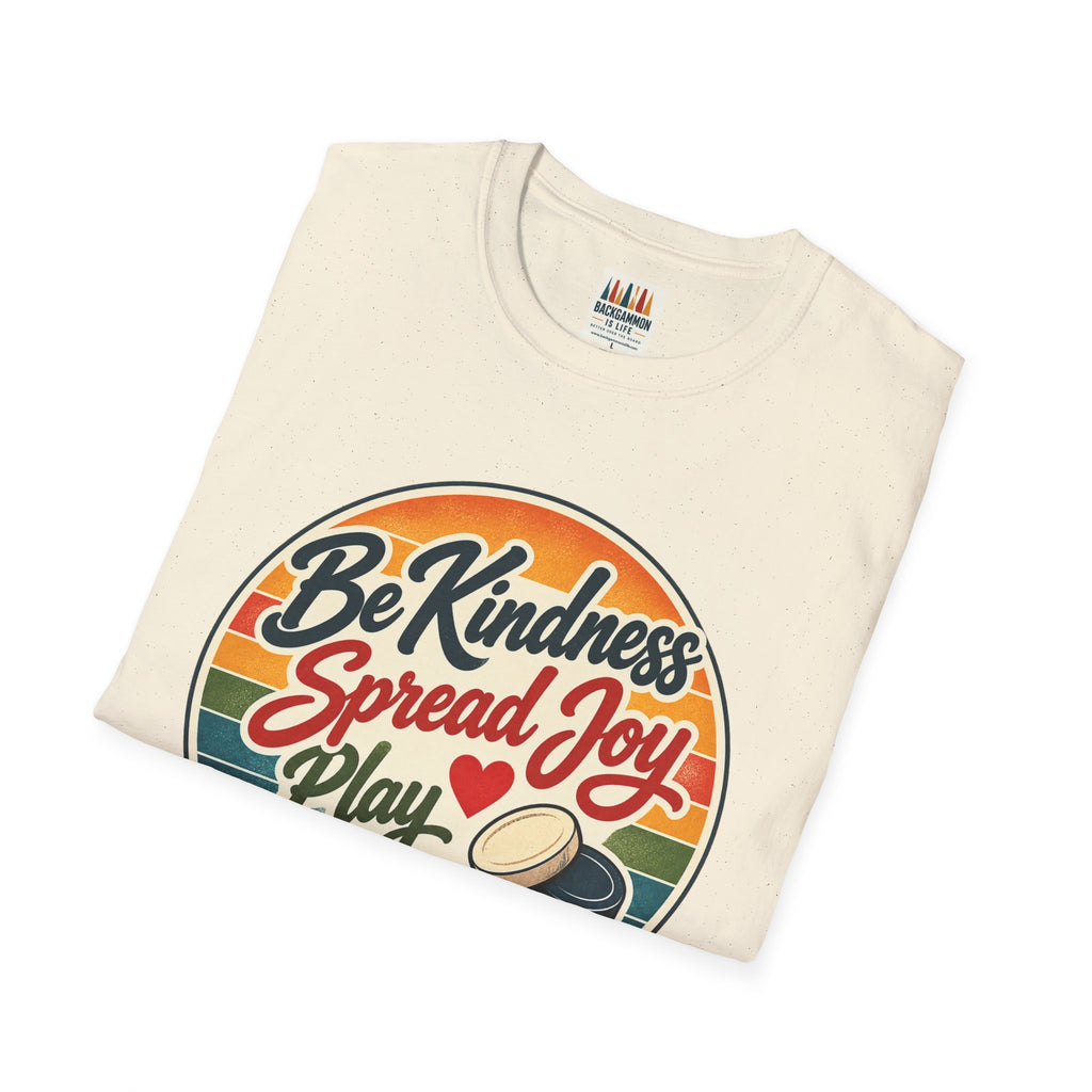 Backgammon T-Shirt — “Be Kindness Spread Joy Play Backgammon 2” Retro Graphic Tee