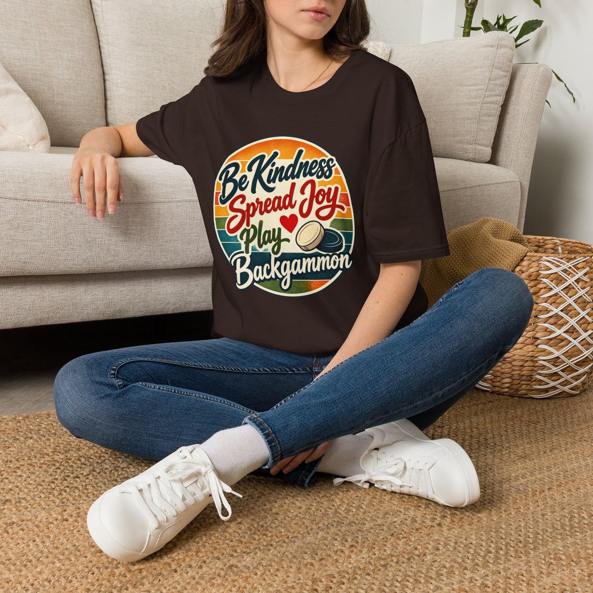 Backgammon T-Shirt — “Be Kindness Spread Joy Play Backgammon 2” Retro Graphic Tee