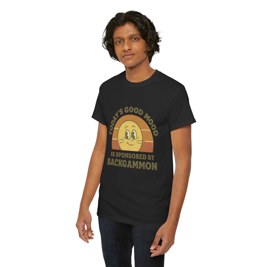 "Today’s Good Mood Is Sponsored by Backgammon" T-Shirt | Retro Smiley Tee