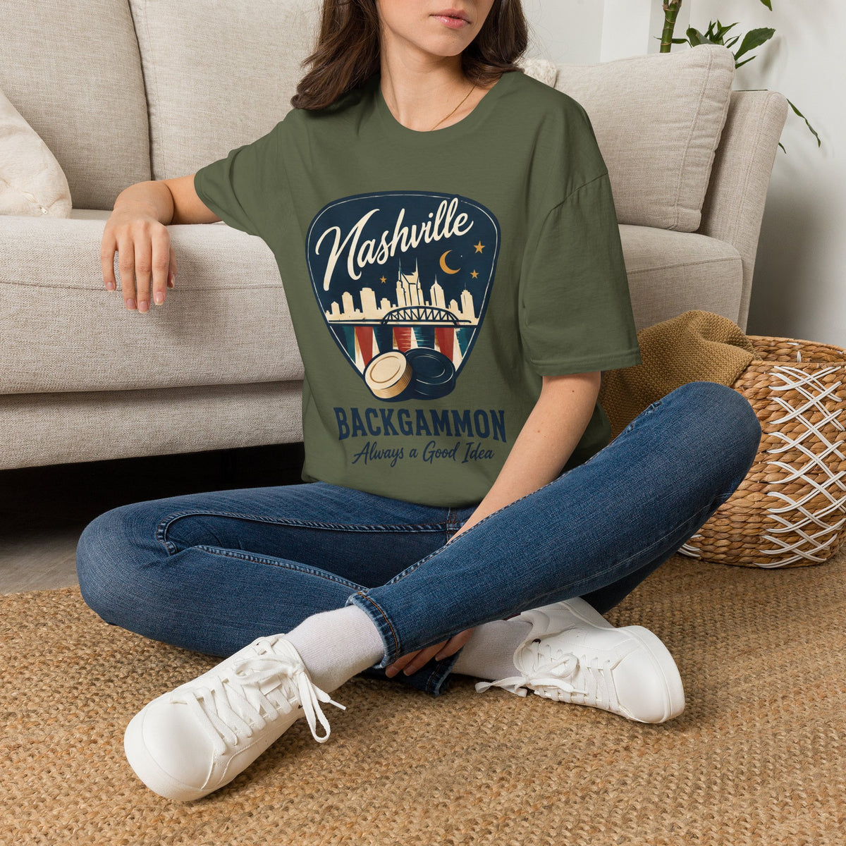 Nashville and Backgammon 2 T-Shirt — "Always a Good Idea" Vintage City Game Tee