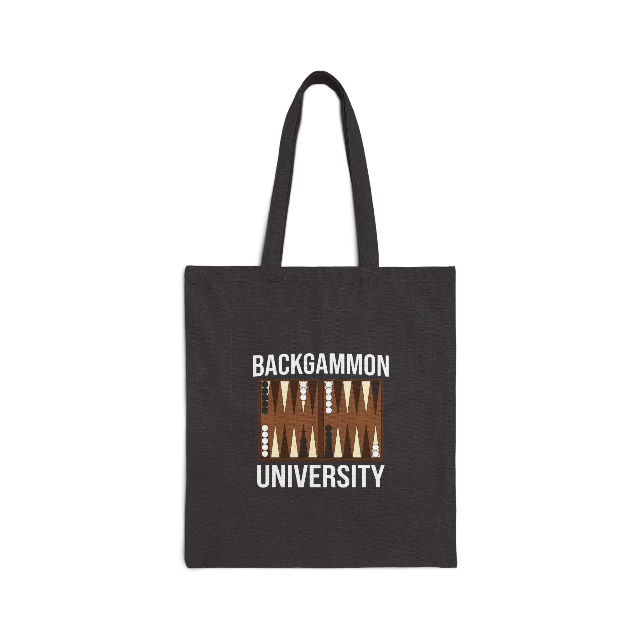 Backgammon University Canvas Tote Bag — Vintage Game Night Cotton Shopper