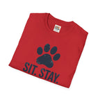 Backgammon T-Shirt — "Sit. Stay. Play Backgammon" Paw Print Tee