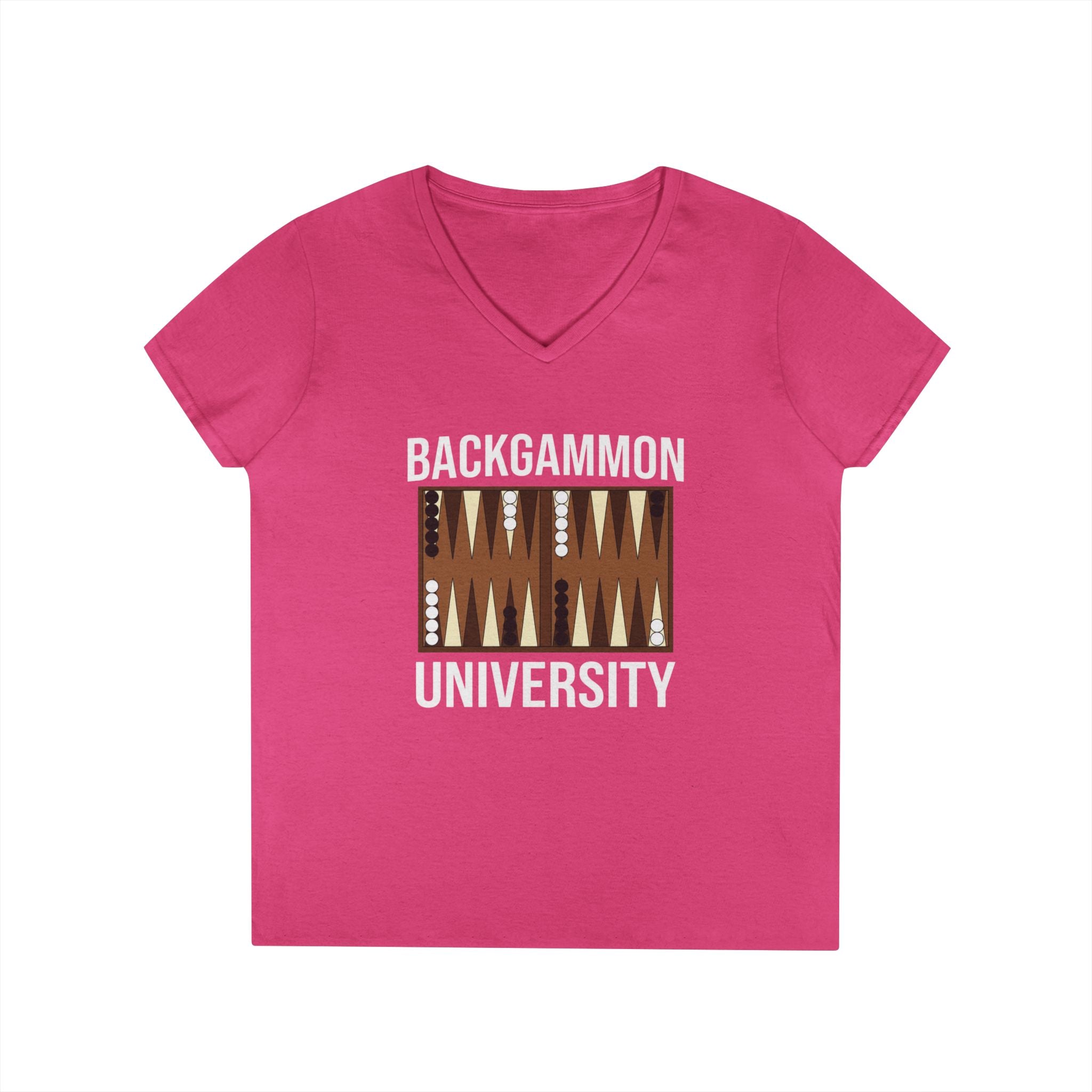 Backgammon University Ladies' V-Neck T-Shirt — Backgammon Board Graphic Tee