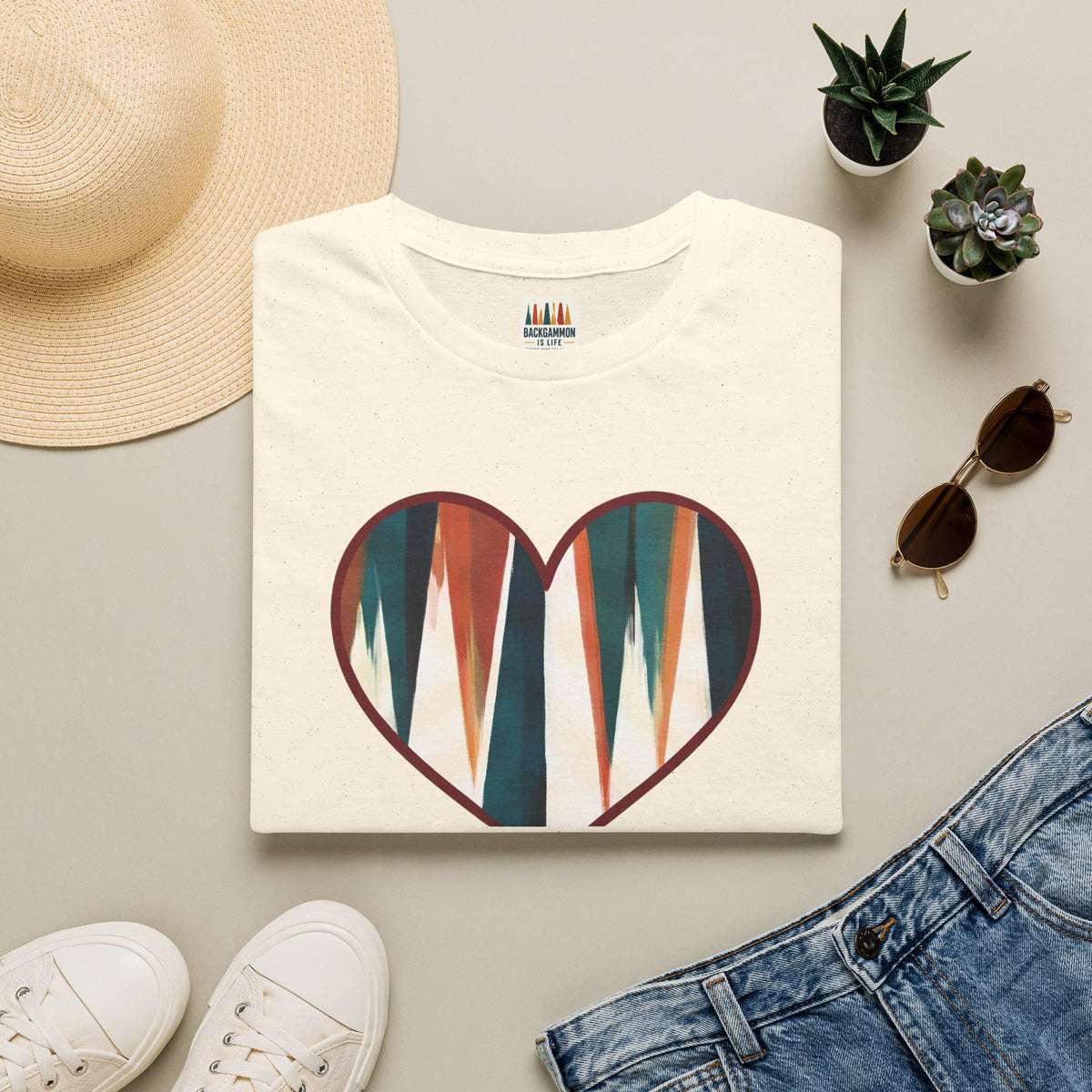 Backgammon Heart T-Shirt — "Kindness & Backgammon: Always a Good Move"