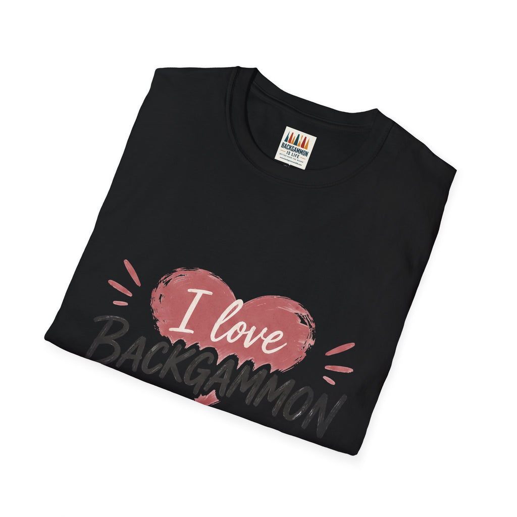 Backgammon Heart T-Shirt — "I Love Backgammon" Casual Tee