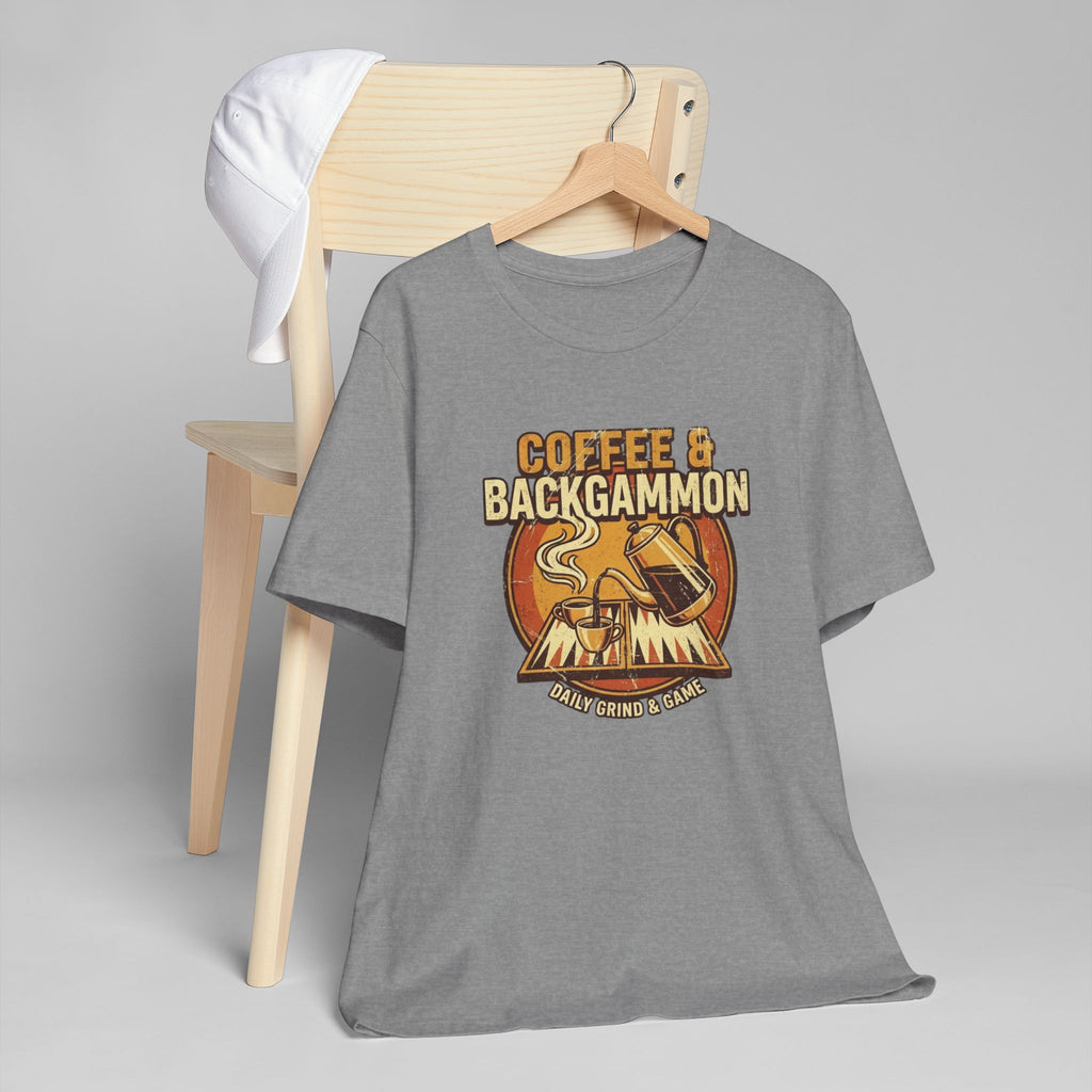 Coffee & Backgammon Unisex Jersey T-Shirt— Retro Game Night Tee