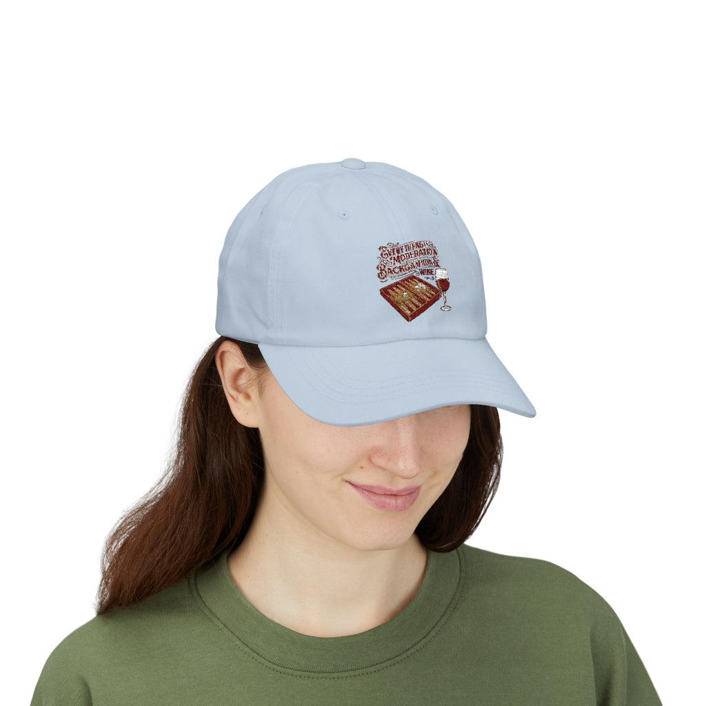 Everything In Moderation Except Backgammon And Wine Embroidered Baseball Hat
