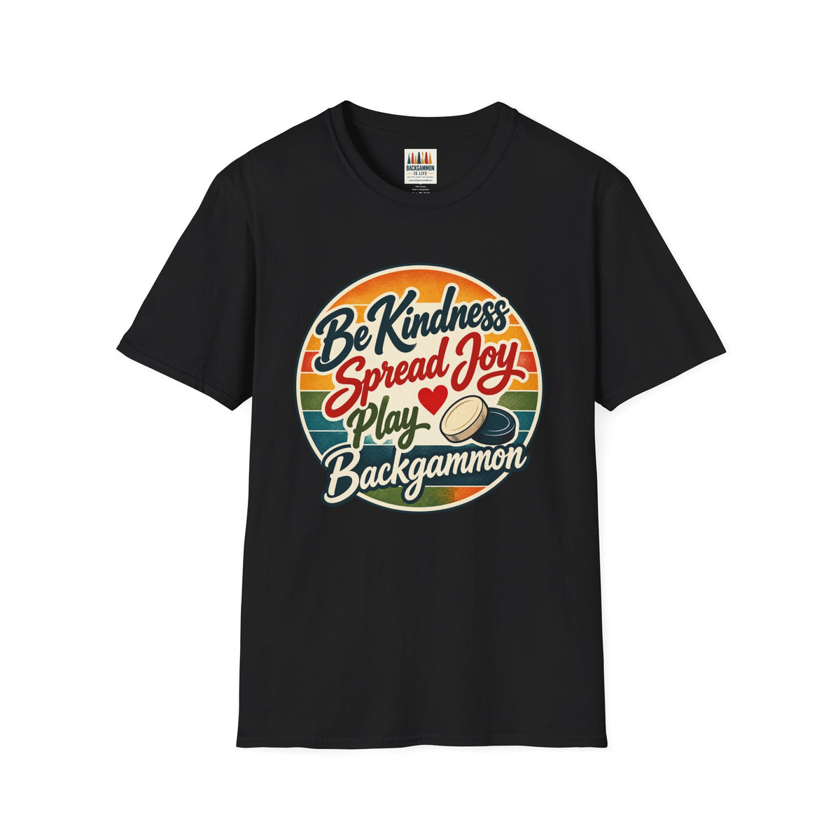 Backgammon T-Shirt — “Be Kindness Spread Joy Play Backgammon 2” Retro Graphic Tee