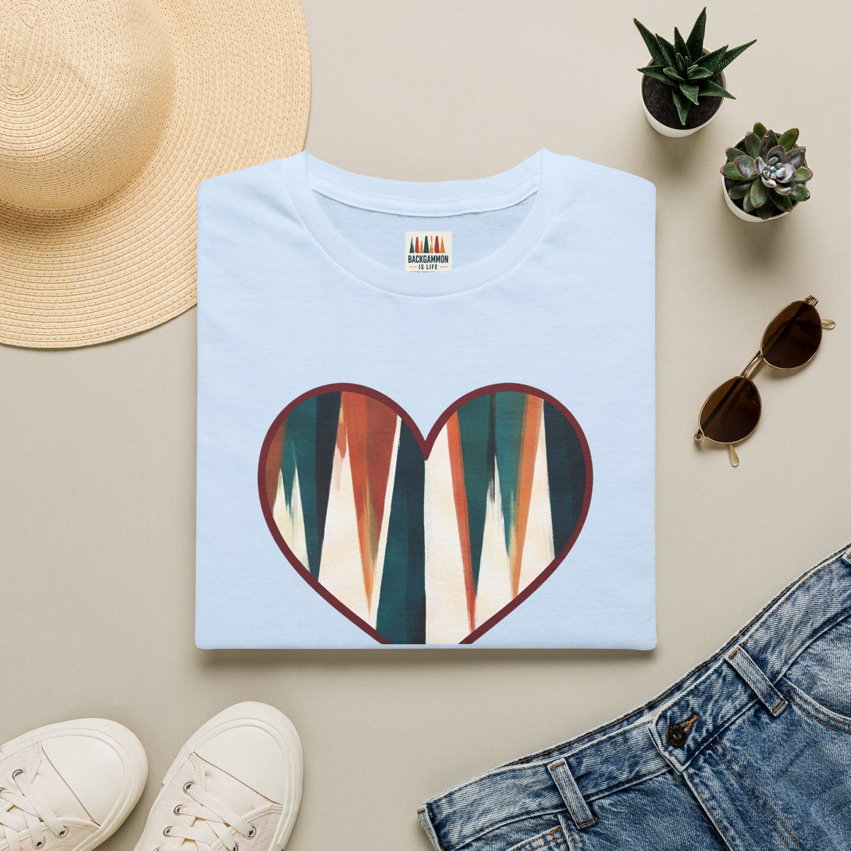 Backgammon Heart T-Shirt — "Kindness & Backgammon: Always a Good Move"