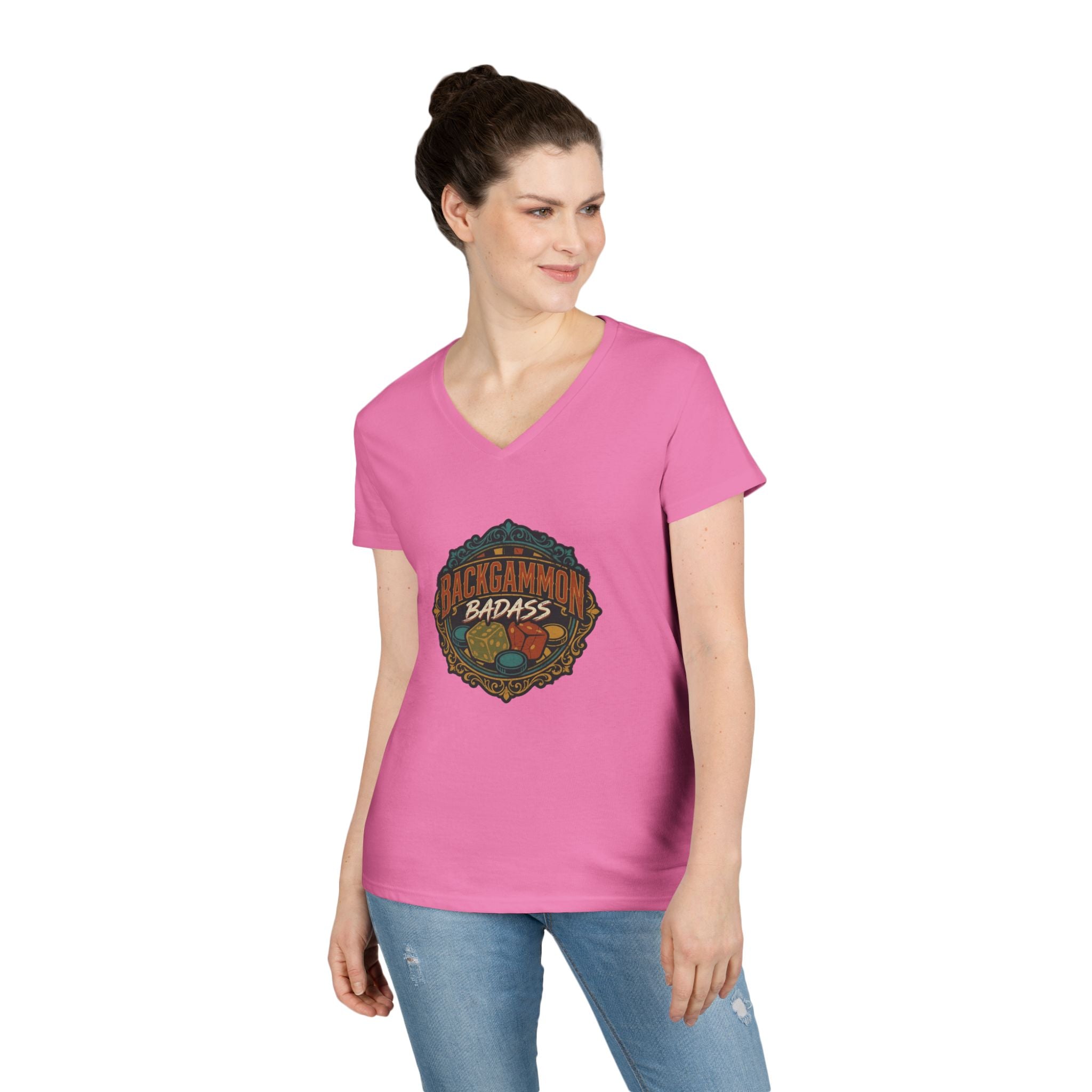 Backgammon Badass Ladies' V-Neck T-Shirt