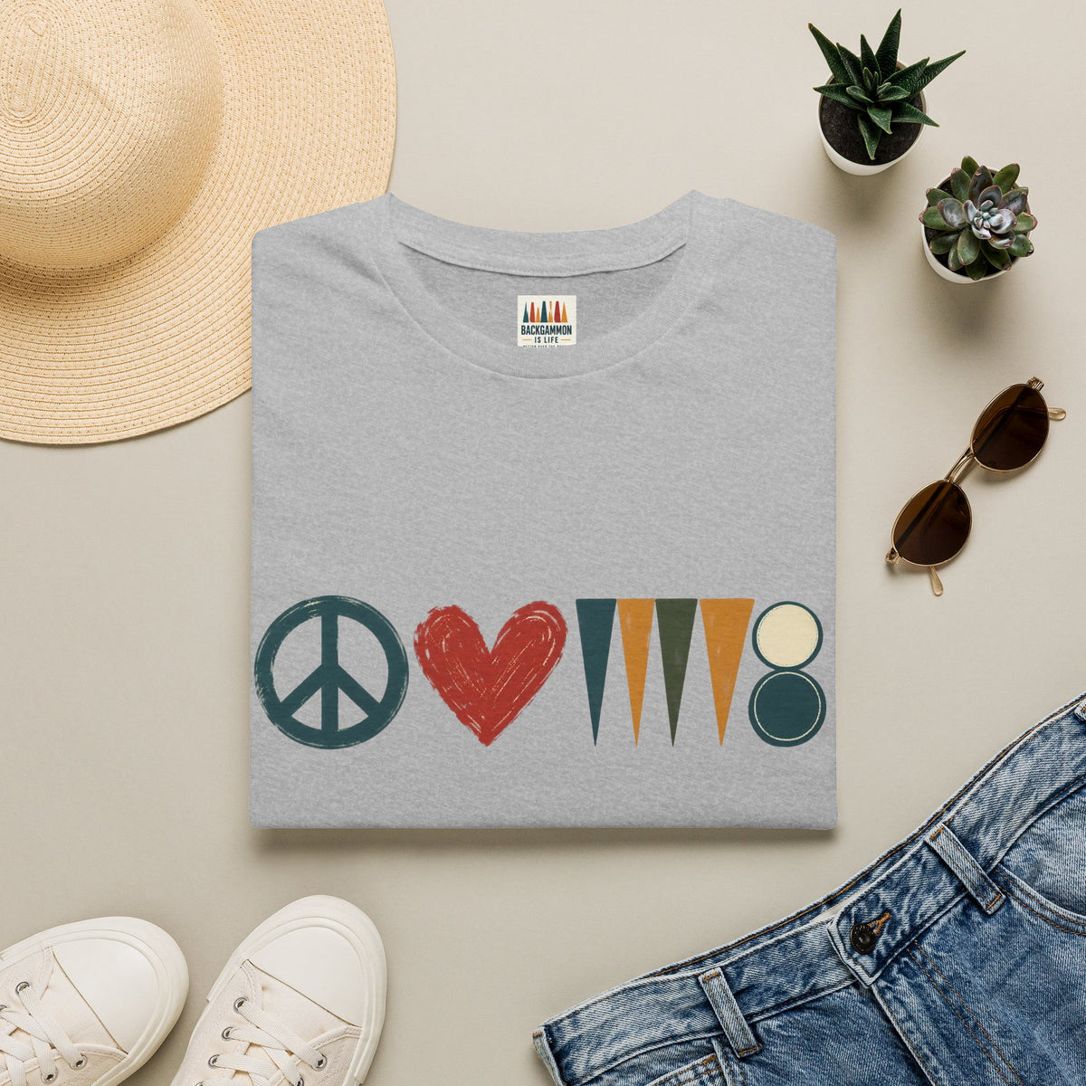 peace love and backgammon 3 T-Shirt — Retro Nature Wildlife Tee
