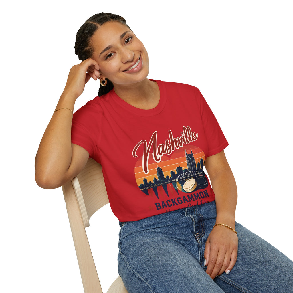 Nashville Backgammon T‑Shirt — Vintage Skyline Game Night Tee