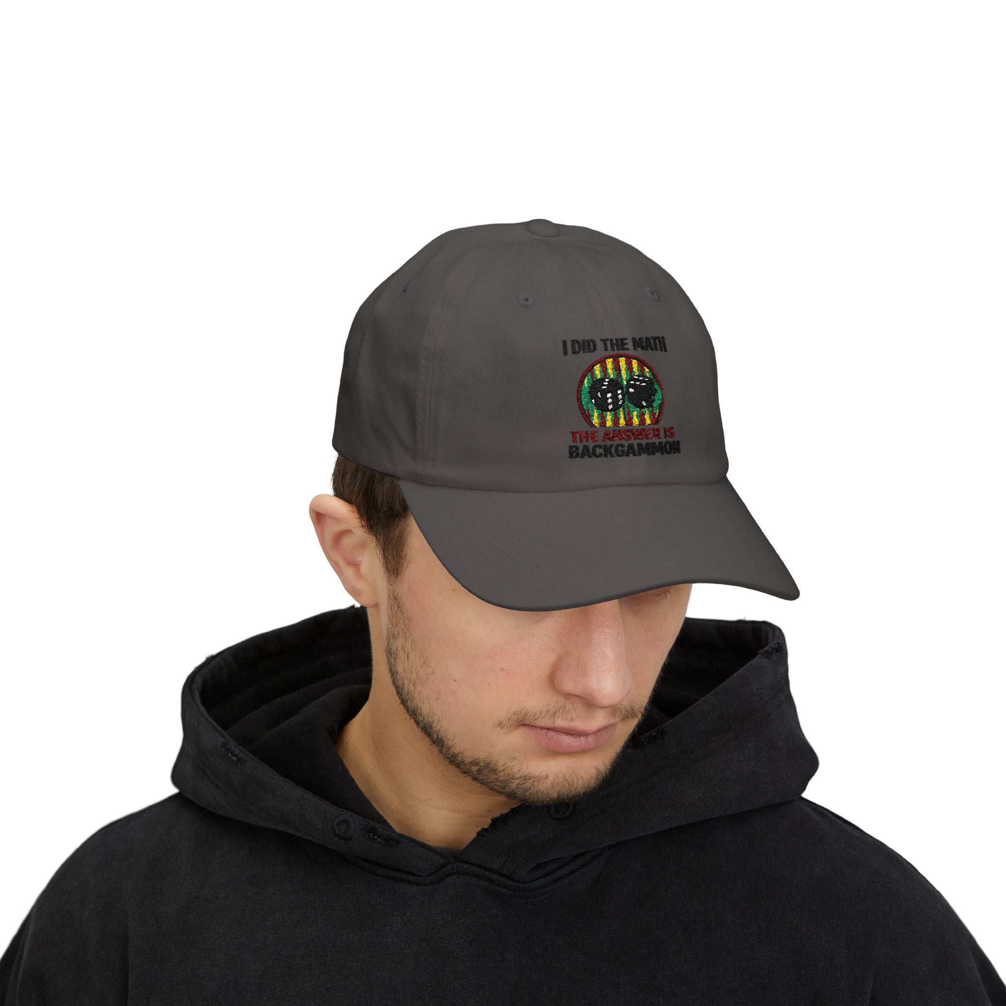"I Did The Math, The Answer Is Backgammon" Embroidered Baseball Hat