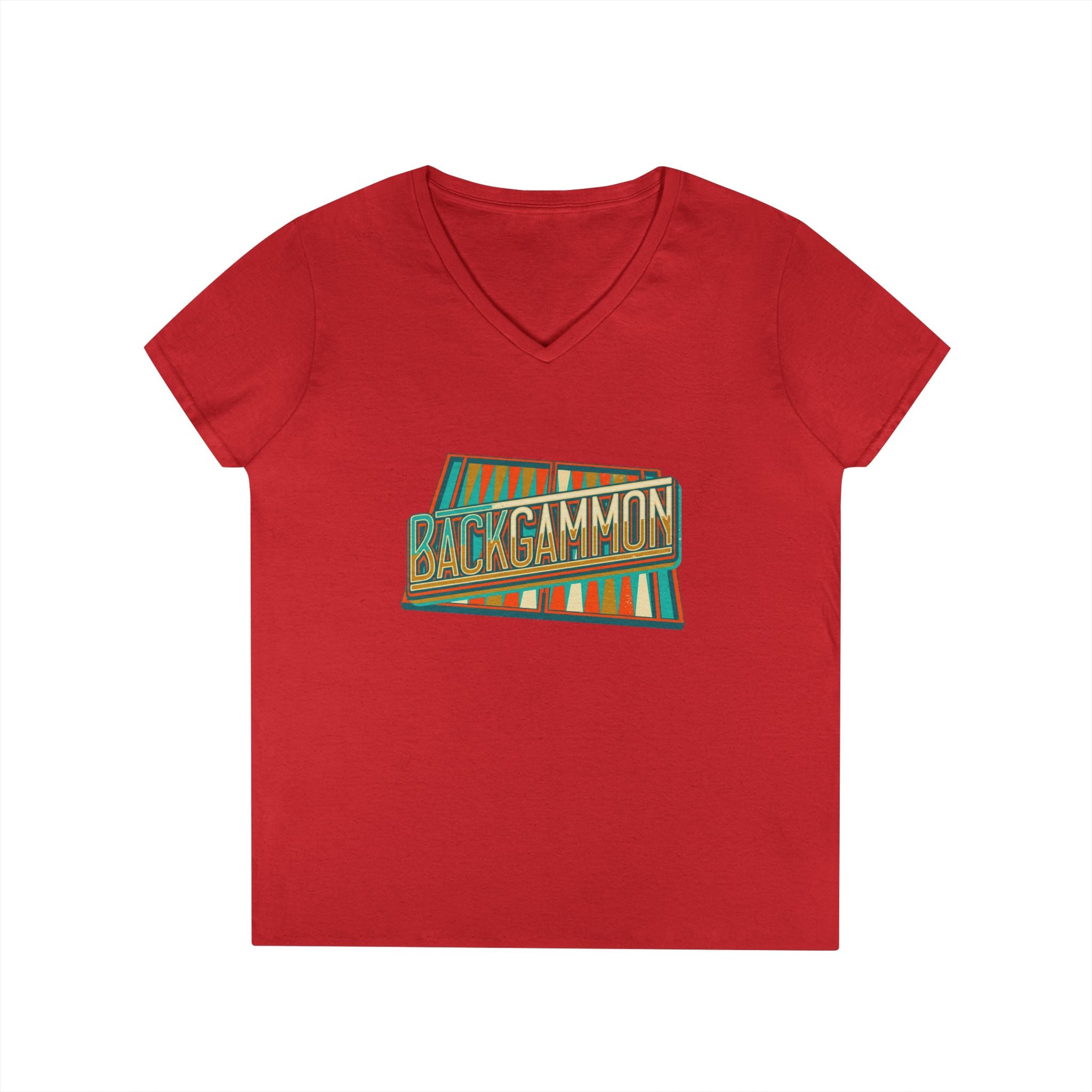 Backgammon Vintage Ladies' V-Neck T-Shirt — Retro Board Game Shirt for Women